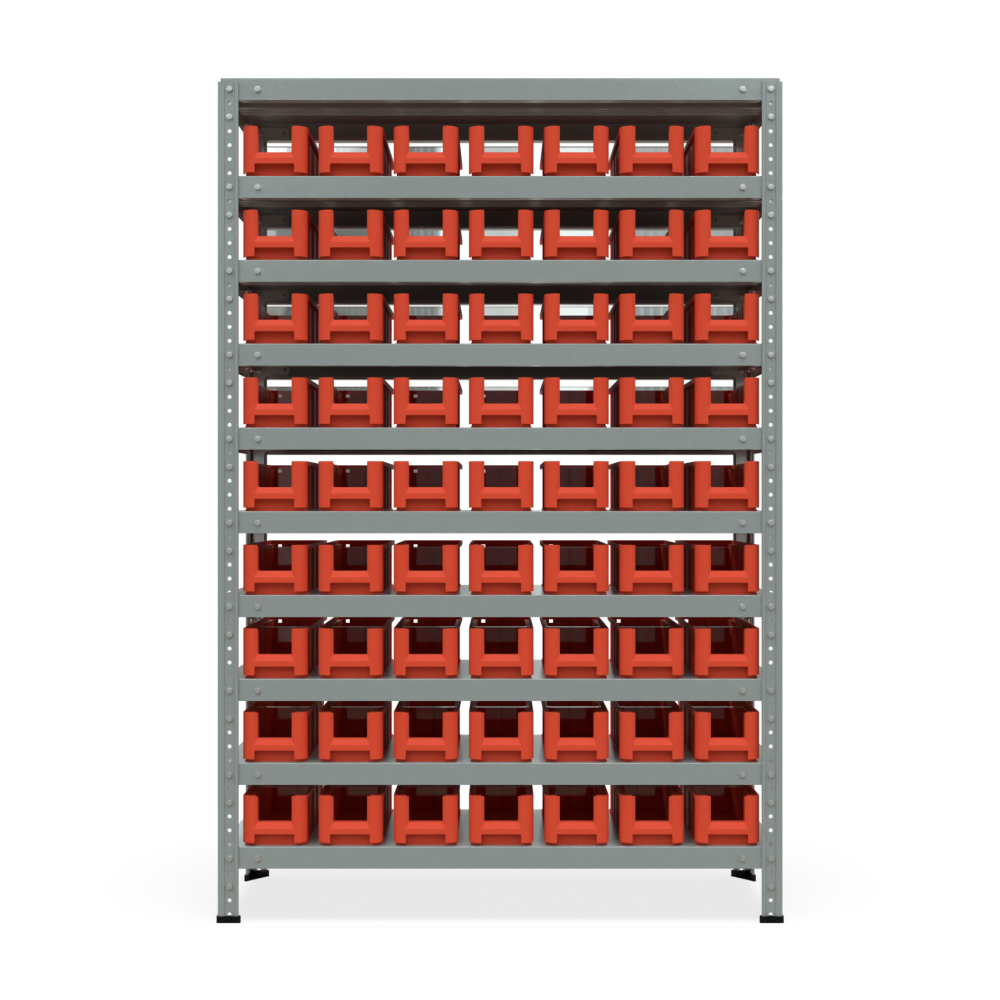 Стеллаж металлический Нексус 1000, 1500×1000×400 мм, 63 контейнера Honeycomb 400×117×90