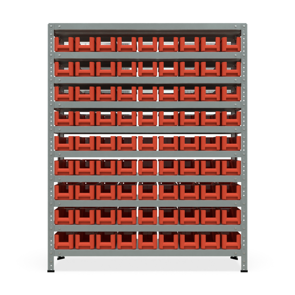 Стеллаж металлический Нексус 1000, 1500×1200×400 мм, 81 контейнер Honeycomb 400×117×90