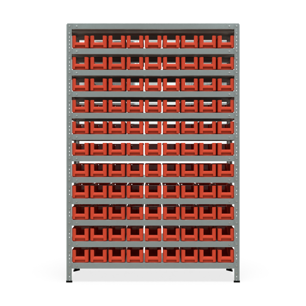 Стеллаж металлический Нексус 1000, 1800×1200×400 мм, 99 контейнеров Honeycomb 400×117×90