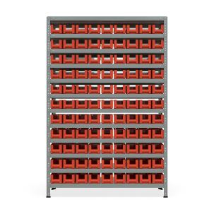 Стеллаж металлический Нексус 1000, 1800×1200×400 мм, 99 контейнеров Honeycomb 400×117×90_1
