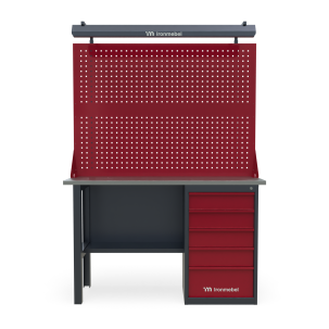 Верстак слесарный однотумбовый Ворк Слим 1600 WK-5 с двумя экранами и освещением_1