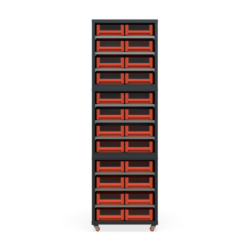 Кассетница Модуль Бокс 400х3 с ящиками 400х234х90 (BOX_4209_R) на мобильном основании